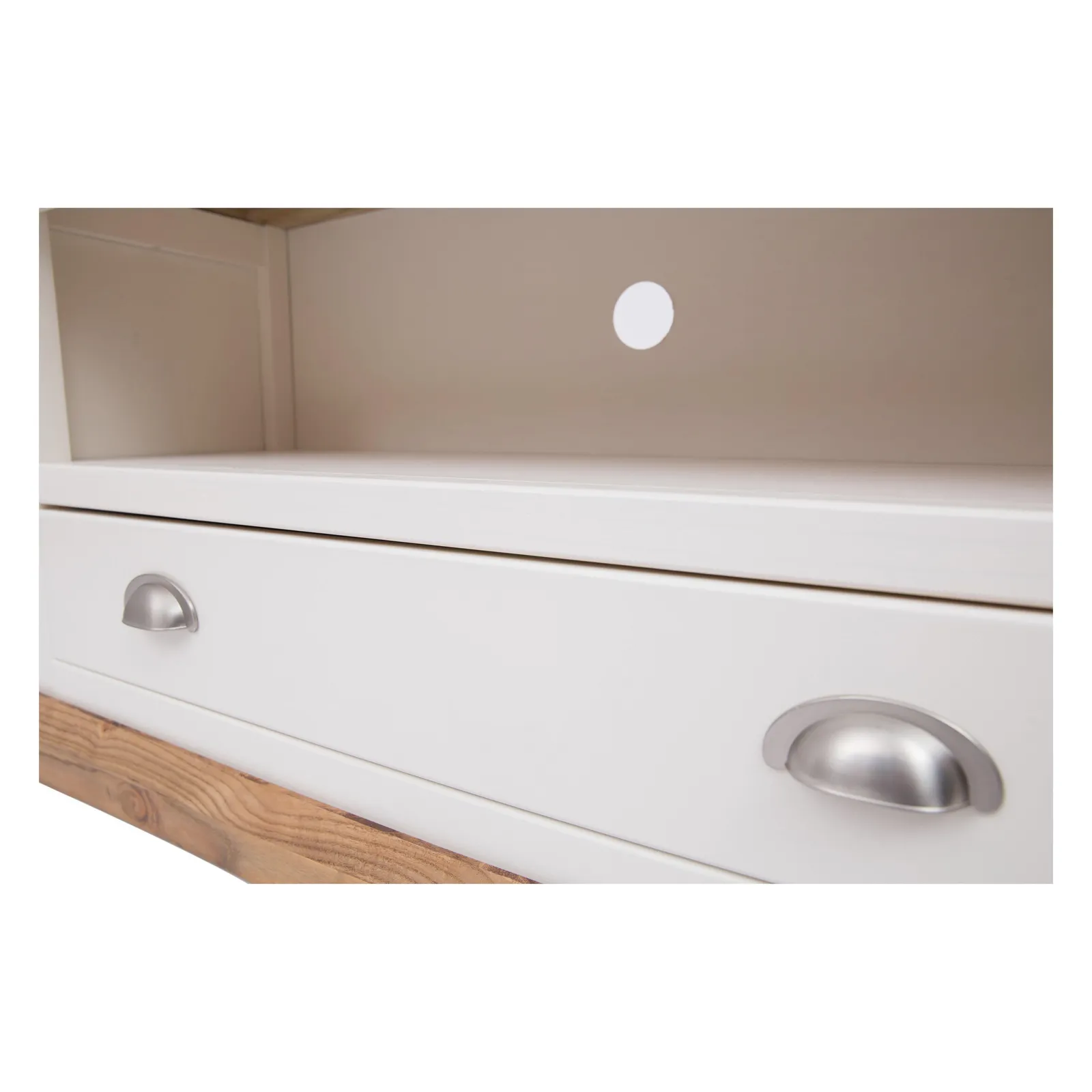 Cabinet Bits Tropea Off-White 1 Drawer TV Cabinet Chrome Cup Handle 5