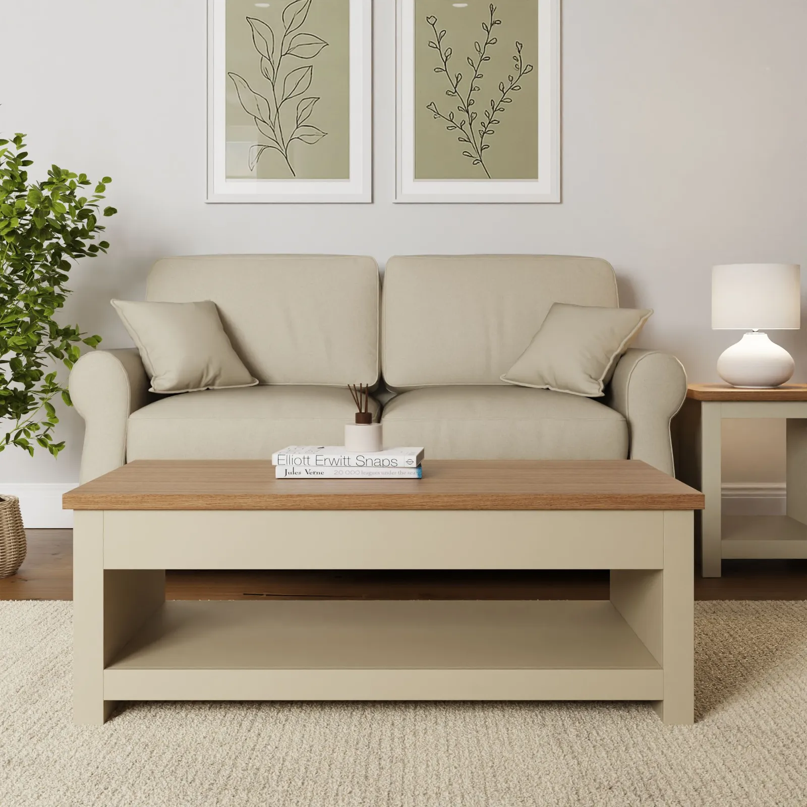 GFW Lancaster Lift Up Coffee Table in Cream 3