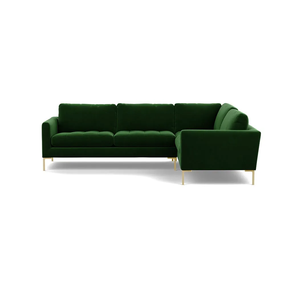 Heal's Eton Right Hand Facing Corner Sofa Smart Velvet Forest Brass Feet 1