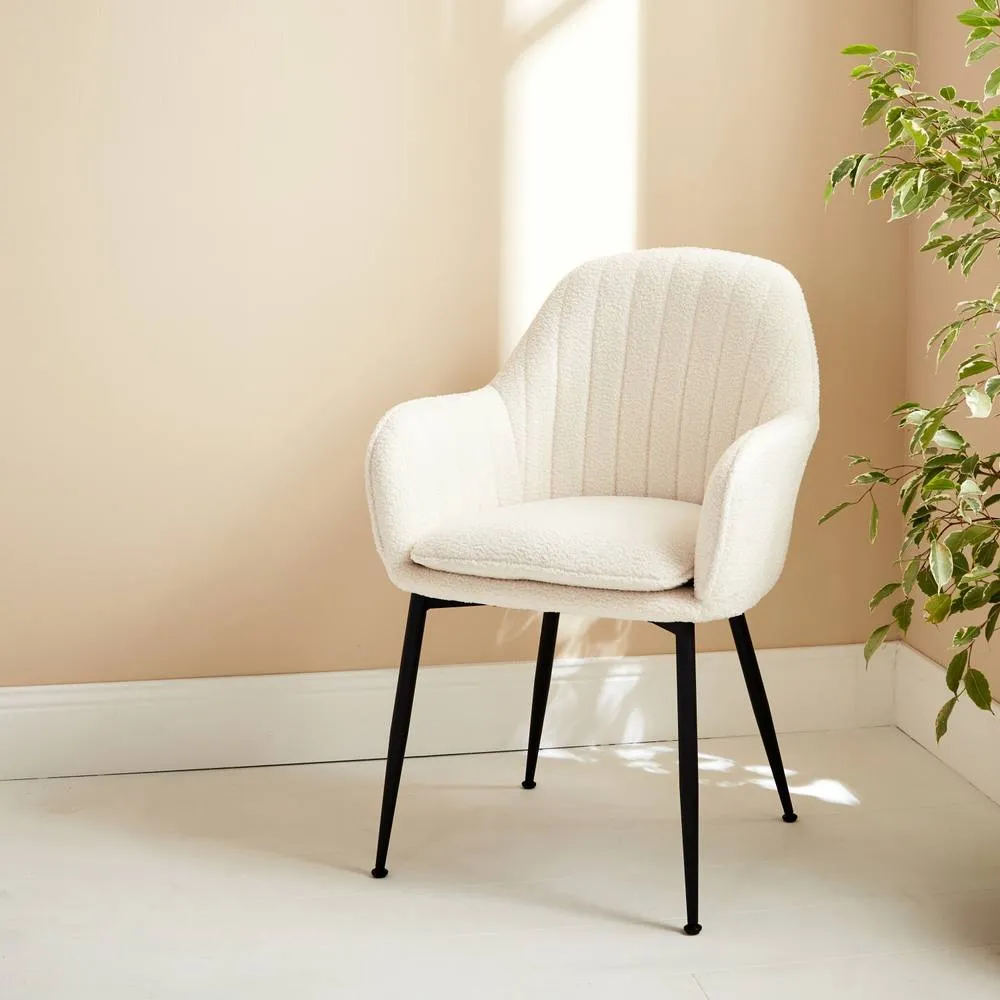 sweeek Boucle fabric accent chair with metal legs in Off-White