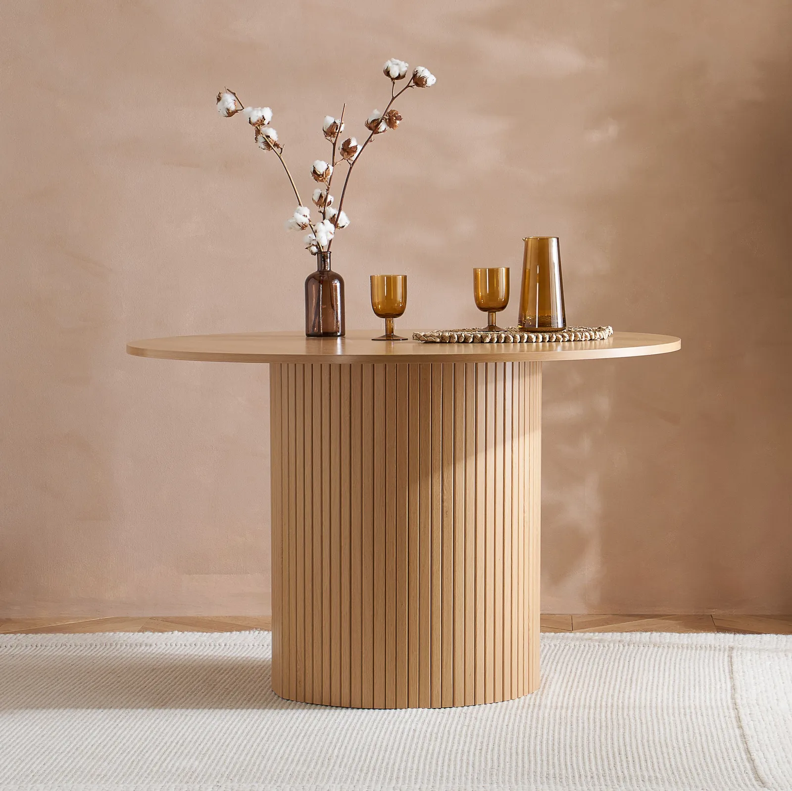 Birlea Round Fluted Dining Table Axel in Brown