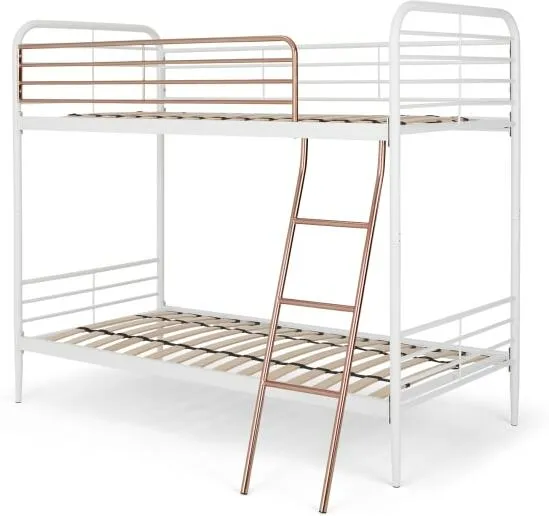 Alana Metal Bunk Bed, White and Copper