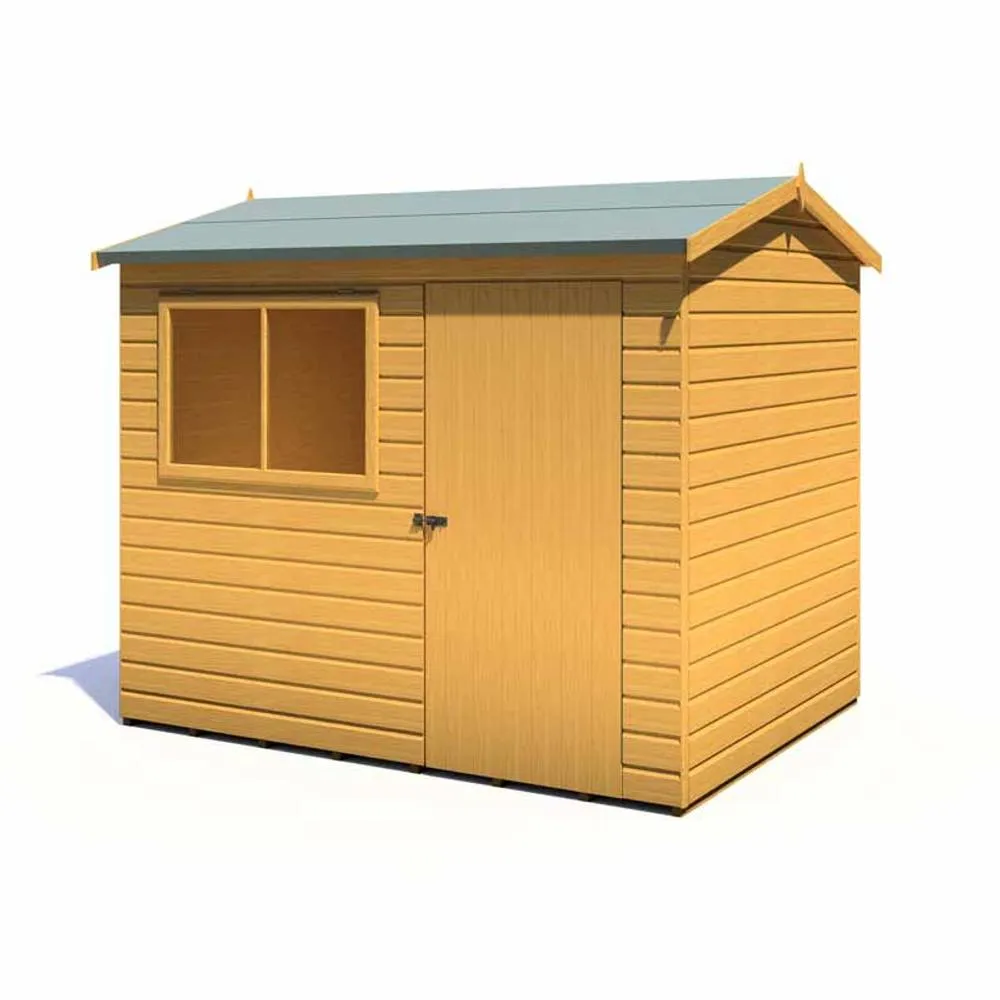 Shires Lewis 8 x 6 Feet Single Door Reverse Apex Style C Shed in Brown 2