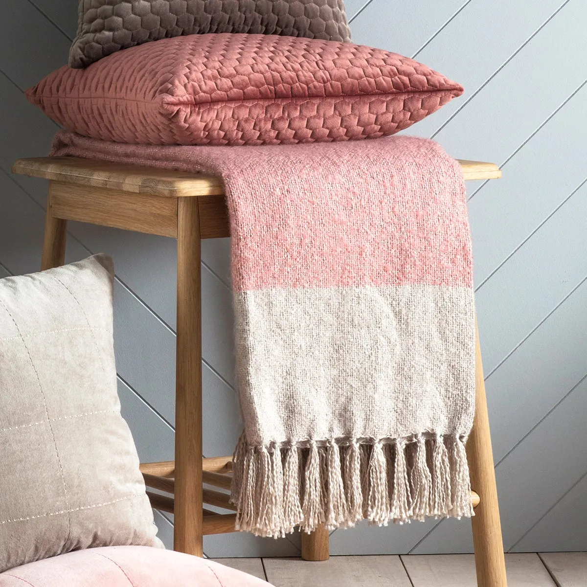 Tonal Faux Mohair Throw Pink