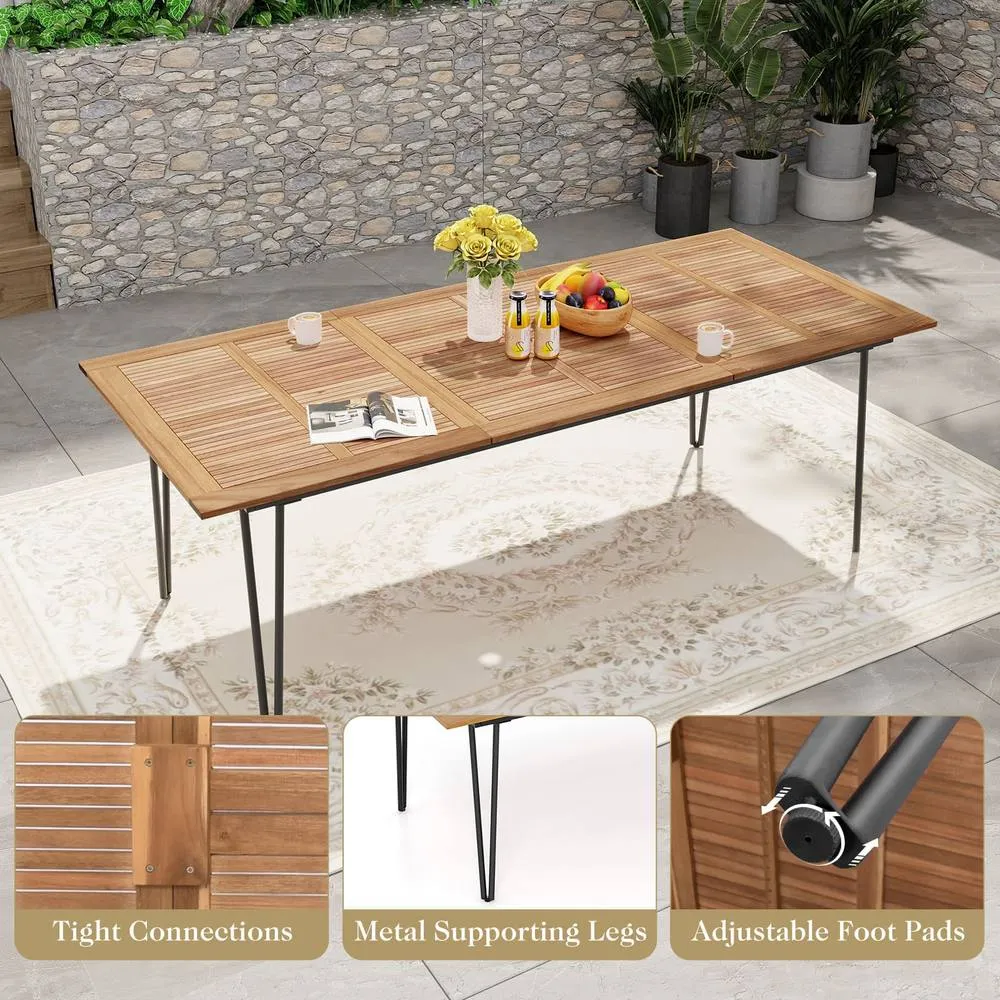 Costway 220 x 95cm Patio Dining Table Indoor & Outdoor Dining Table in Natural 5