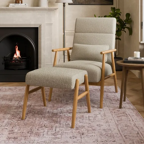 Alpine Spindle Boucle Footstool