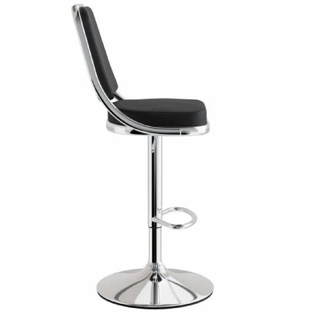 netfurniture Romano Kitchen Bar Stool Black Padded Seat & Back Height Adjustable 4