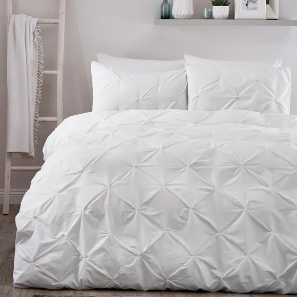 Serene Lara Duvet Cover & Pillowcase Set White 1