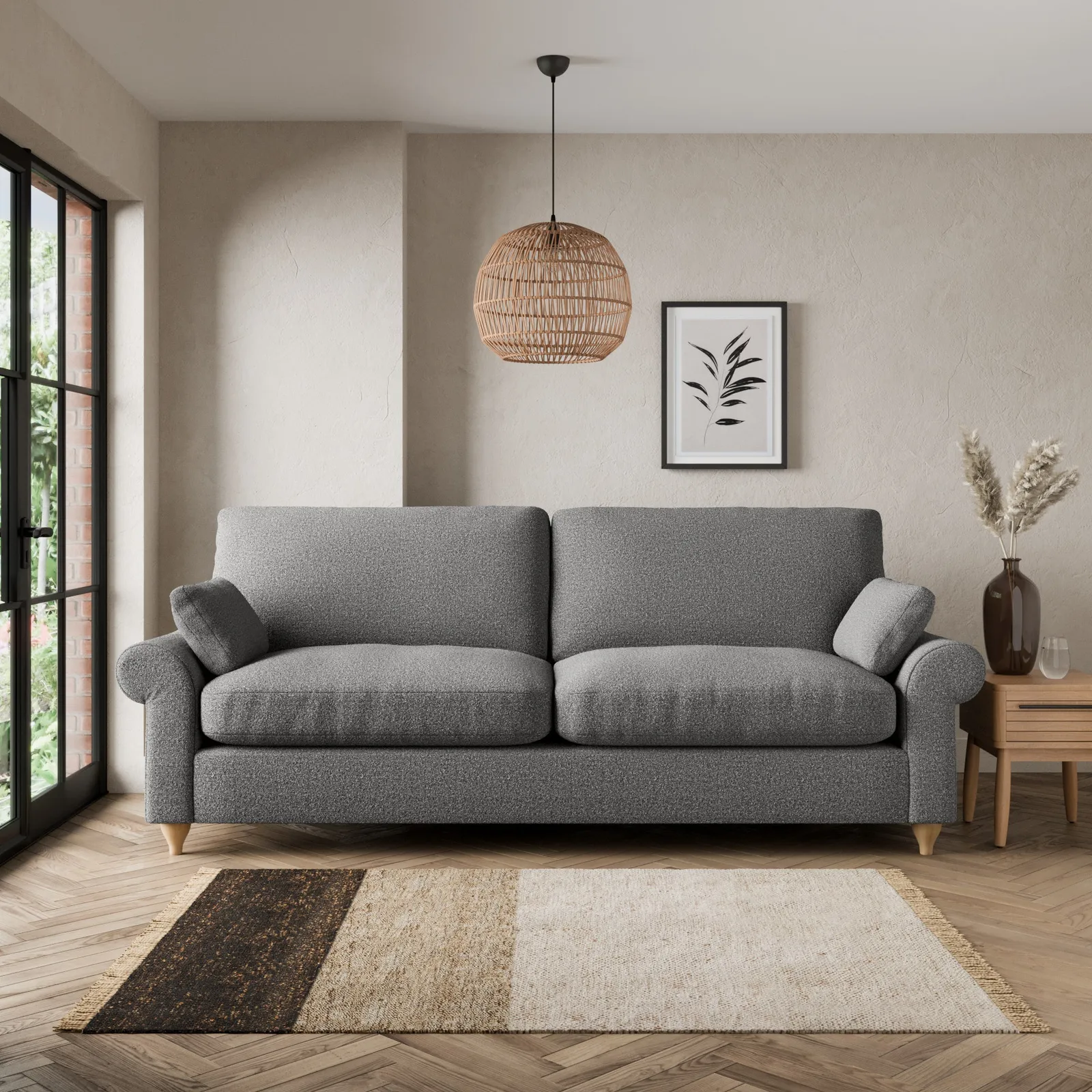 Salisbury Cosy Marl 4 Seater Sofa Dark Grey