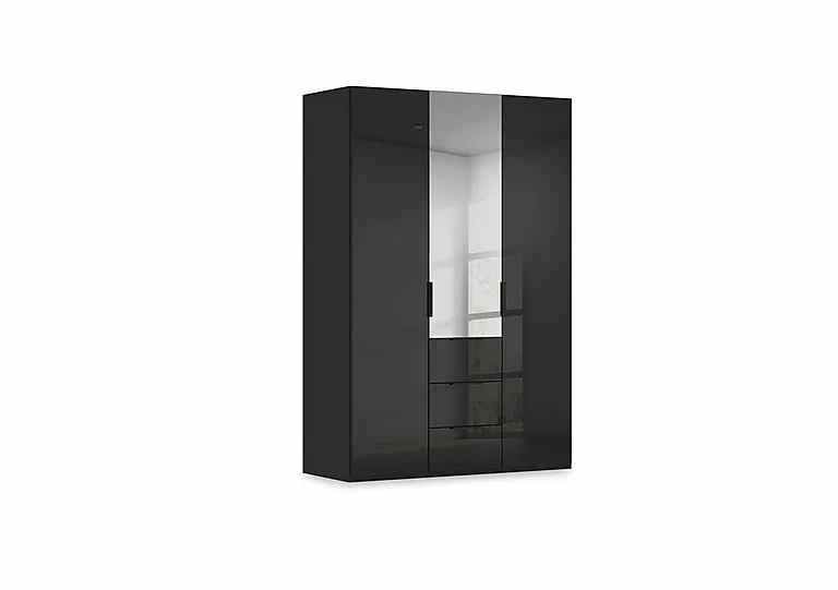 Haven 151cm 3 Door Combi Wardrobe with 2 Glass Doors and 1 Mirror Door