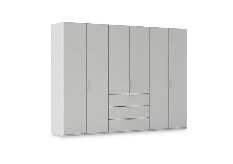 Haven 301cm 6 Door Combi Wardrobe with Décor Doors - Silk Grey/Silk Grey Front