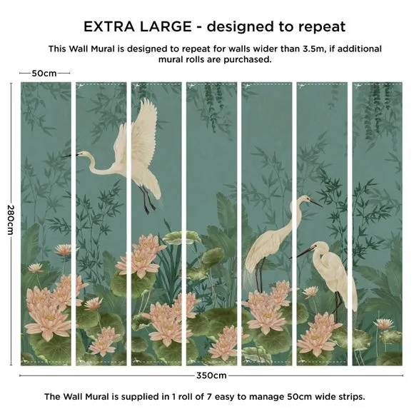 Cranberry and Laine Opulent Crane Wall Mural 4