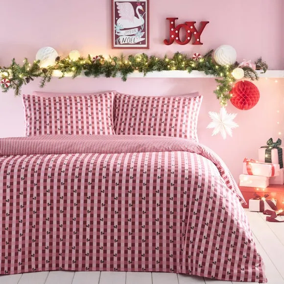 Fusion Holly Gingham Polycotton Duvet Cover & Pillowcase Set 1