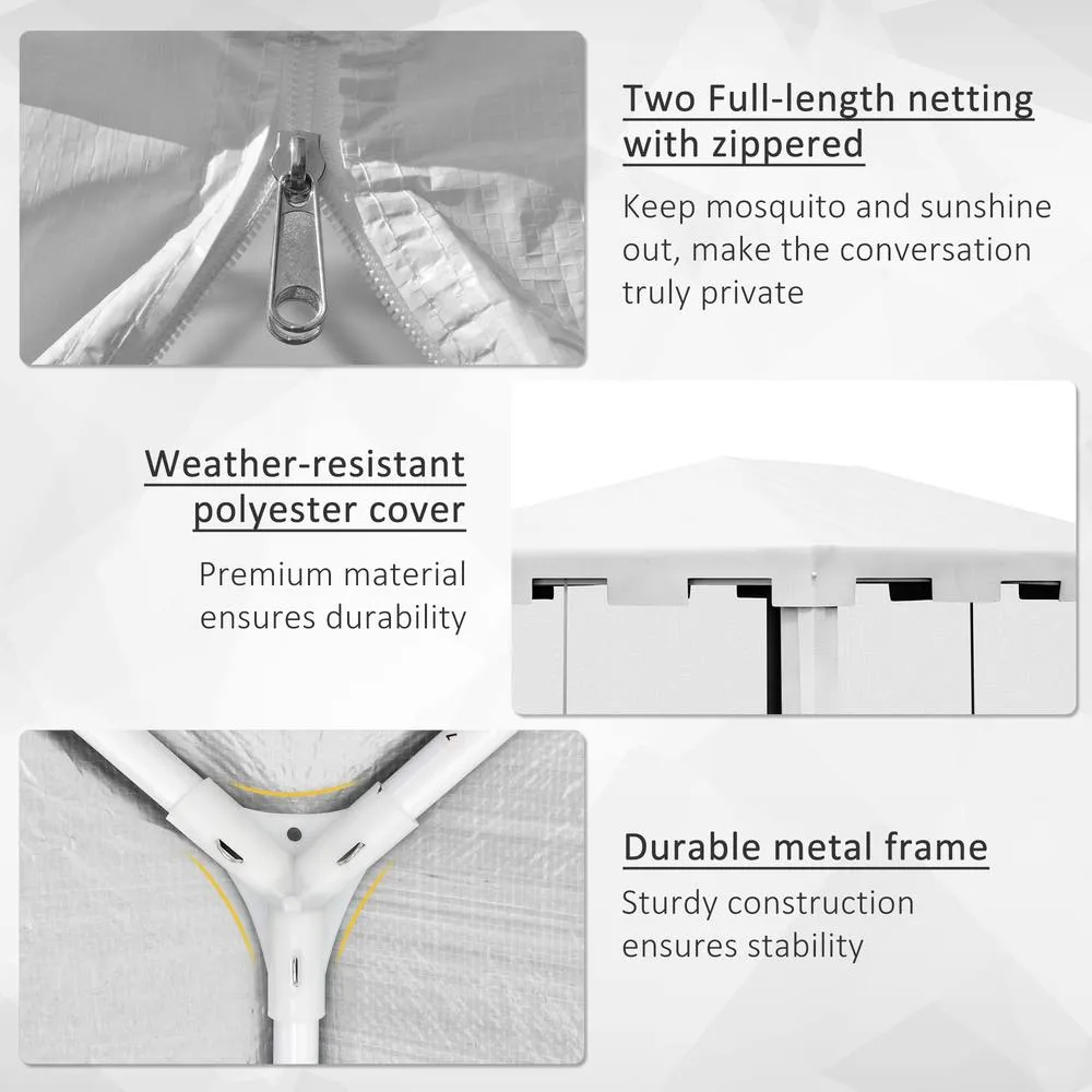 OUTSUNNY Party Tent Waterproof Garden Gazebo Canopy Wedding Cover Shade in White 5