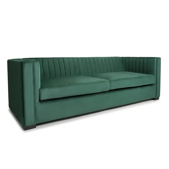 Torin 3 Seater Sofa In Green Brushed Velvet
