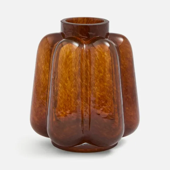 Fluted Amber Glass Vase 3