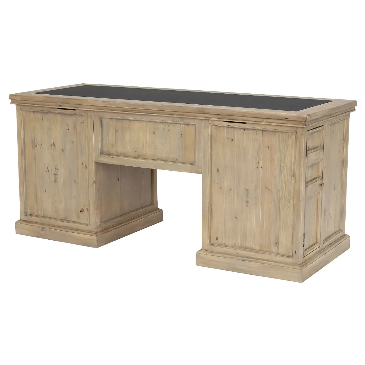 Verberie Desk Top With Vinyl Inlay & Drawers, Neutral Wood | Barker & Stonehouse 6