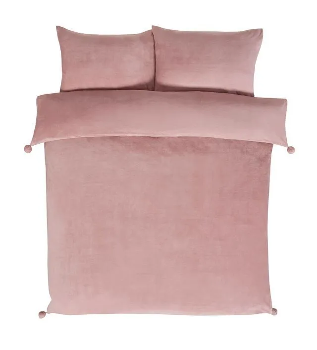 Rapport Home Pom Pom Fleece Duvet Cover Set with Pillowcase in Pink