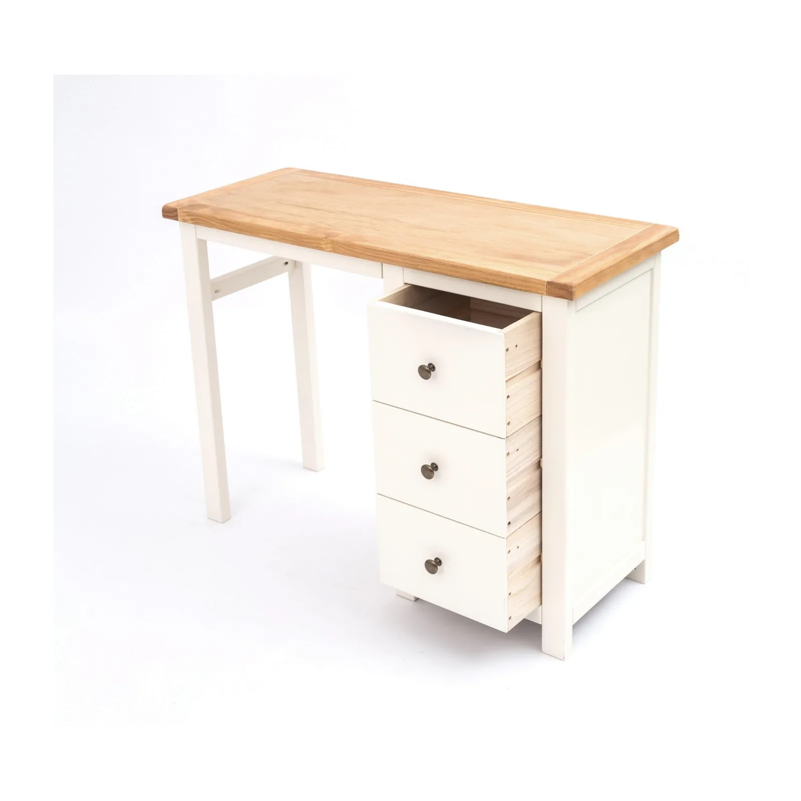 Cabinet Bits Maggiori 3 Drawer Dressing Table Set Brass Knob in Off-White 5