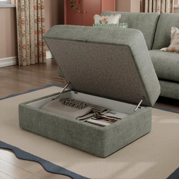 Hattie Tonal Plush Chenille Storage Footstool 5