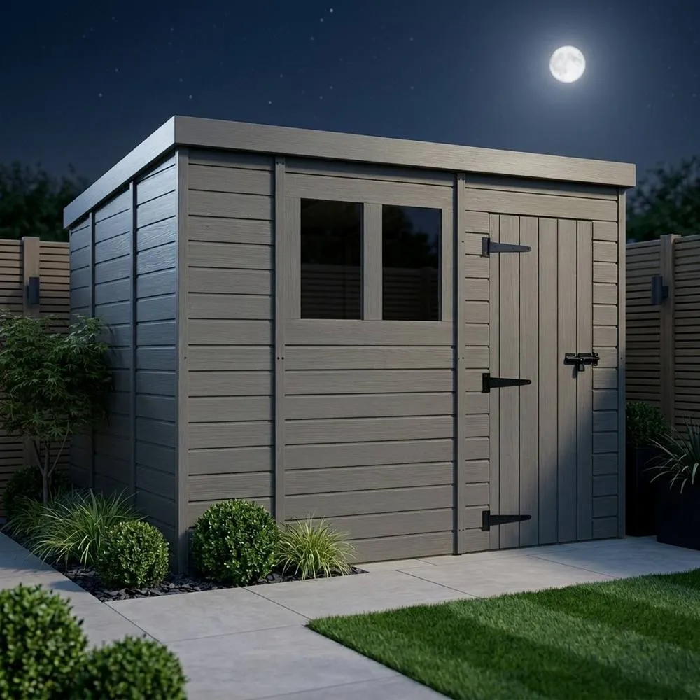 Buttercup Farm 10ft x 9ft Composite Pent Garden Shed Single Door With Windows - Grey 3