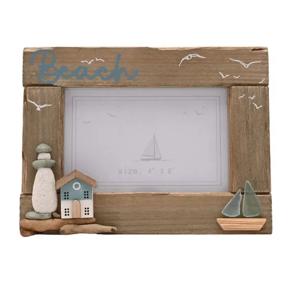 Love Life By The Sea Driftwood & Sea Glass Photo Frame 2
