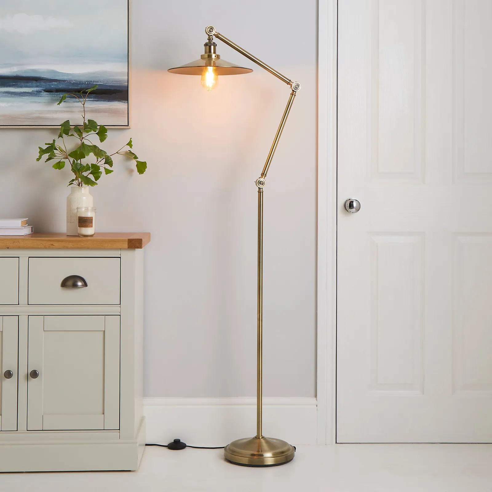 Churchgate Langton Antique Brass Floor Lamp Gold
