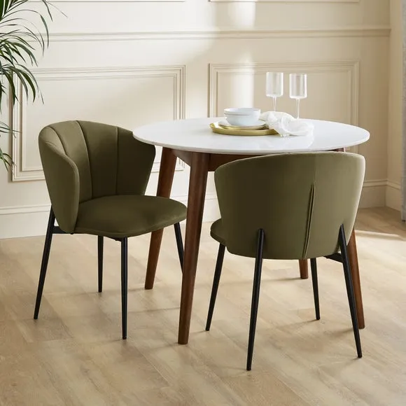 Kiley Dining Chair with Black Legs, Velvet