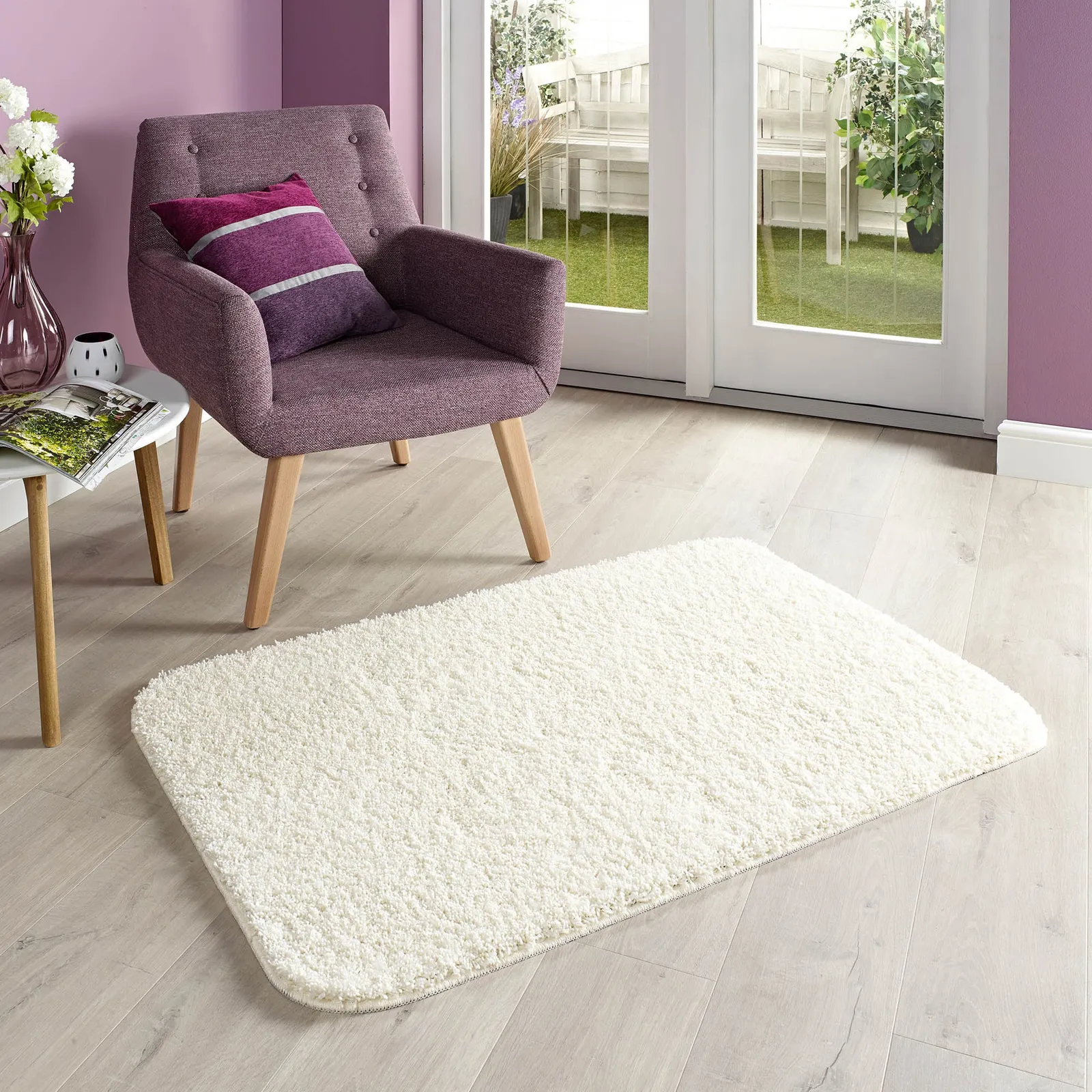 Marvel Shaggy Washable Rug Cream