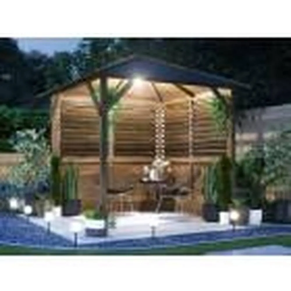 Dunster House Wooden Gazebo with Louvre Wall & Shingles 2m x 2m - Utopia 200 in Brown 2