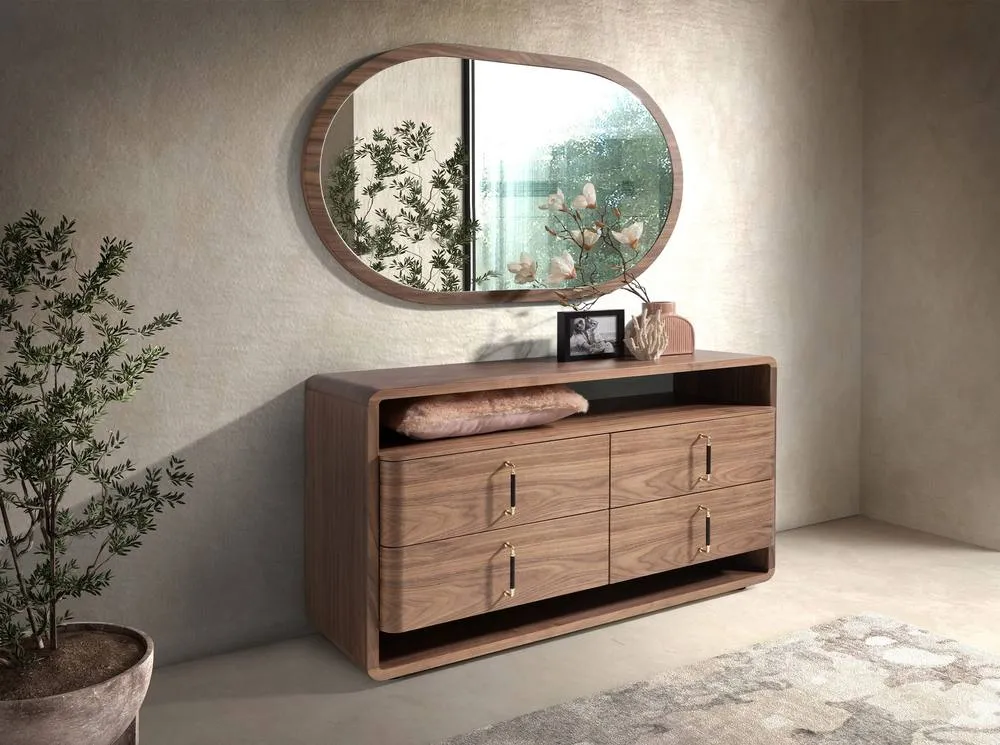 Angel Cerda Chest of Drawers in Walnut Veneer & Black PVC 3