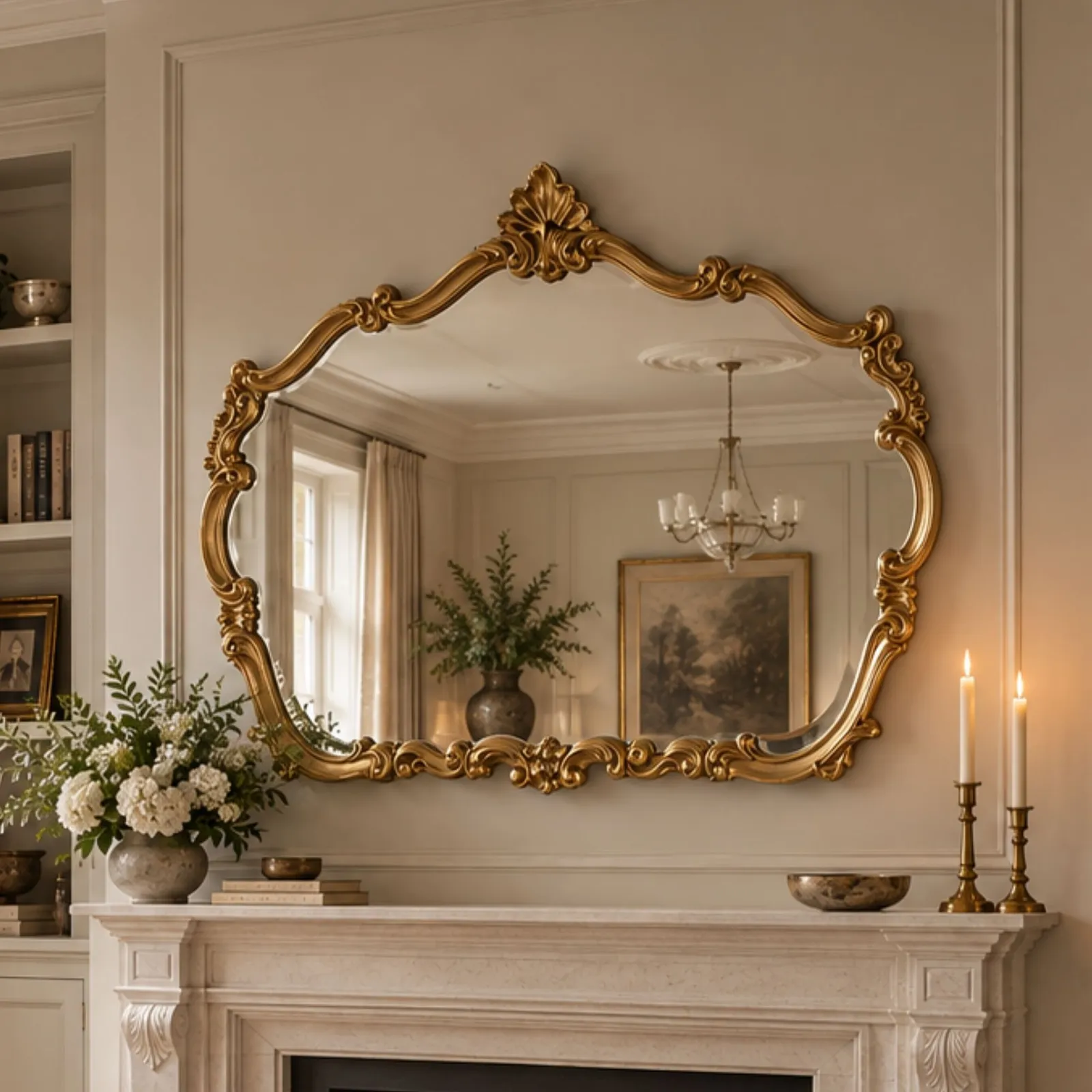 Yearn Mirrors Traditional Decorative Landscape mirror Gold 123(w)x82cm(h) 2