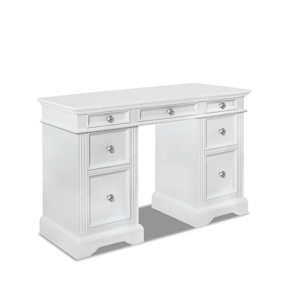 Statement Furniture Gainsborough Dressing Table with 7 Drawers & Crystal Handles in White 5