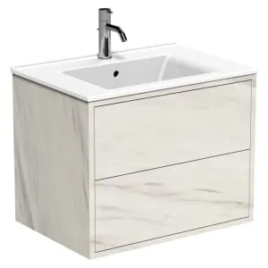 Wickes Tallinn White Marble Push To Open Vanity Unit - 550 x 650mm