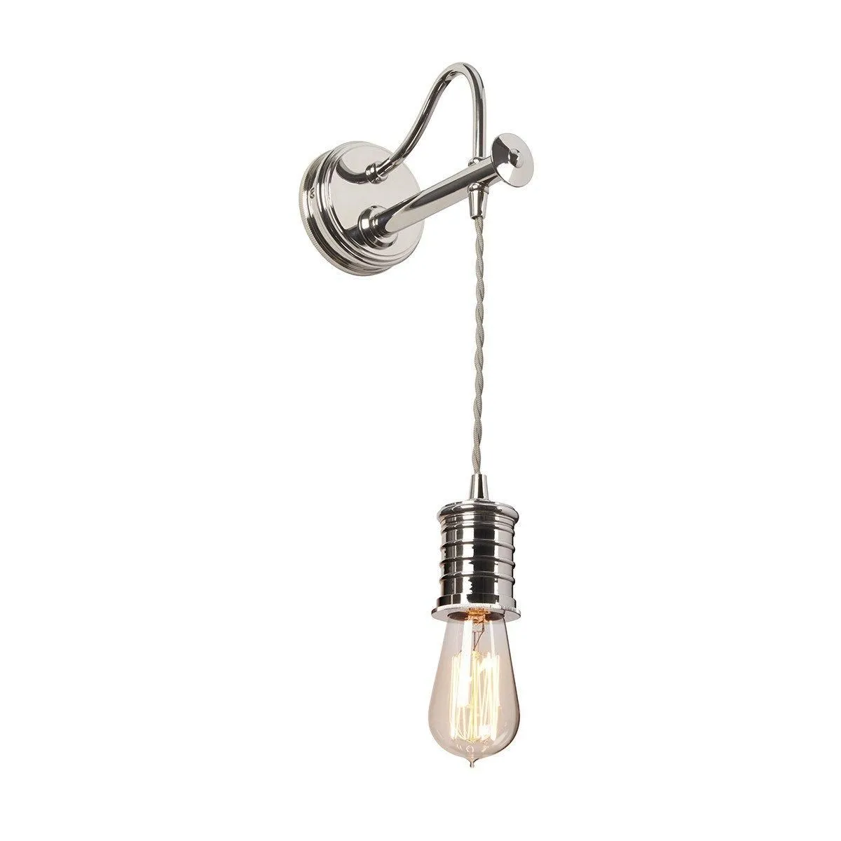 Netlighting Douille 1 Light Indoor Wall Light Polished Nickel E27 in Grey