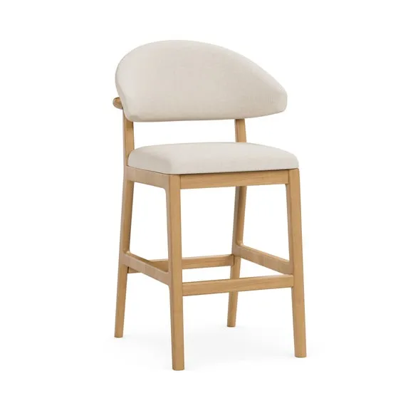 Hugh Modern Stained Counter Height Bar Stool, Fabric 6
