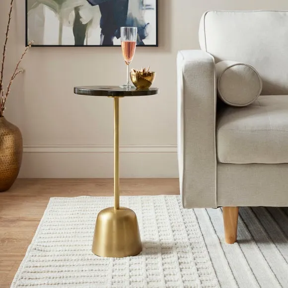 Alanza Metal Tall Side Table, Olive
