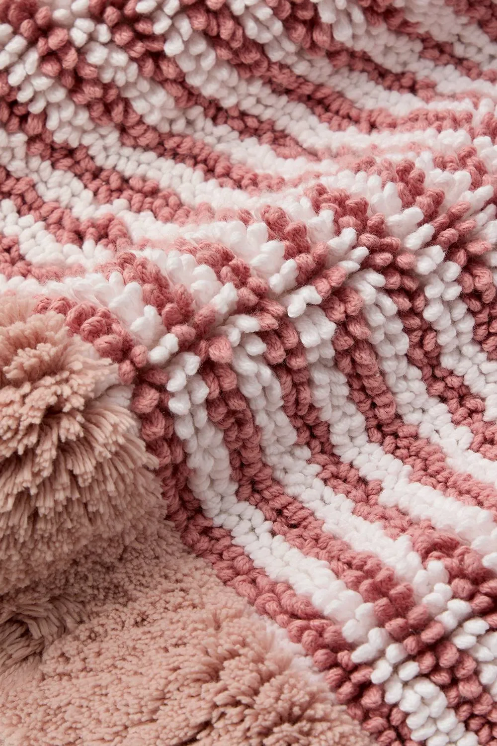 CHRISTY 'Portobello Stripe' Coastal Inspired Bath Rugs in Pink 4