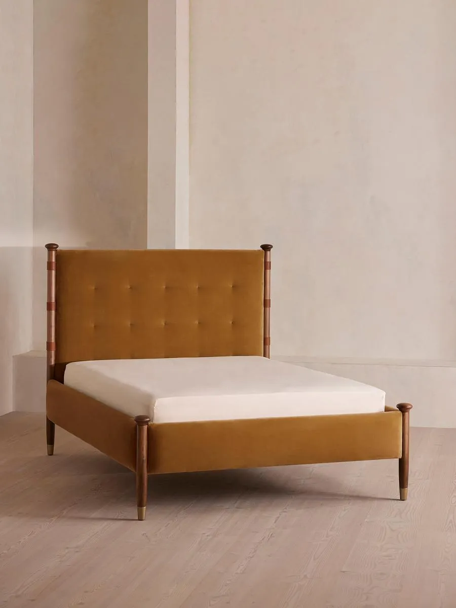 Paolo Bed, King, Velvet, Mustard
