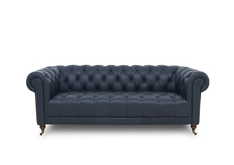Columbus Leather 3 Seater Sofa with Castors