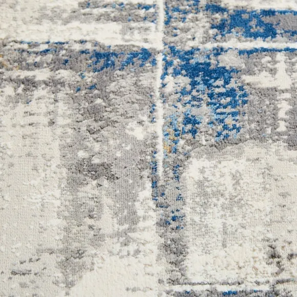 Abstract Blue Grid Rug 2