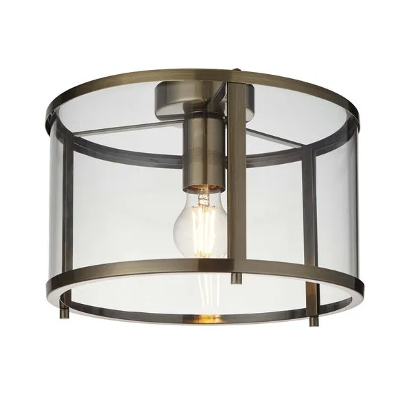 Endon Collection Hopton Decorative Flush Ceiling Lamp Antique Brass, Gold 5