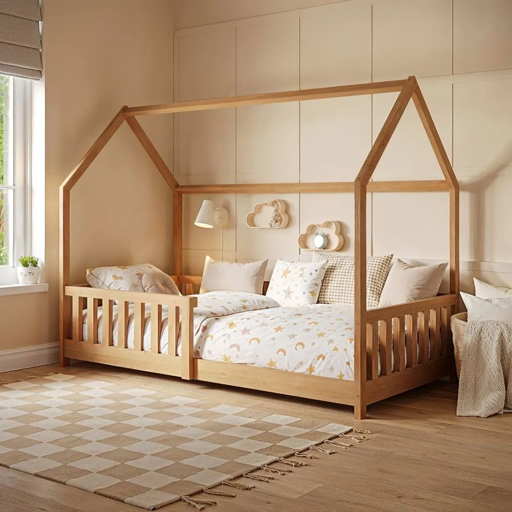 Flair Explorer Wooden Playhouse Bed with Rails in Light Brown 1