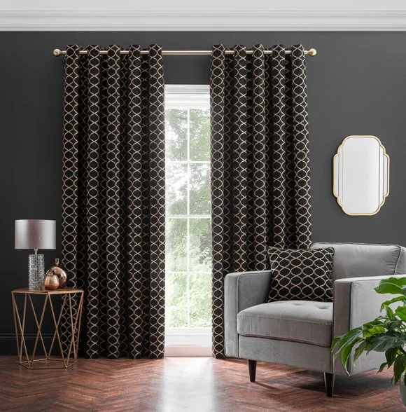 Chenille Ogee Eyelet Curtains 2