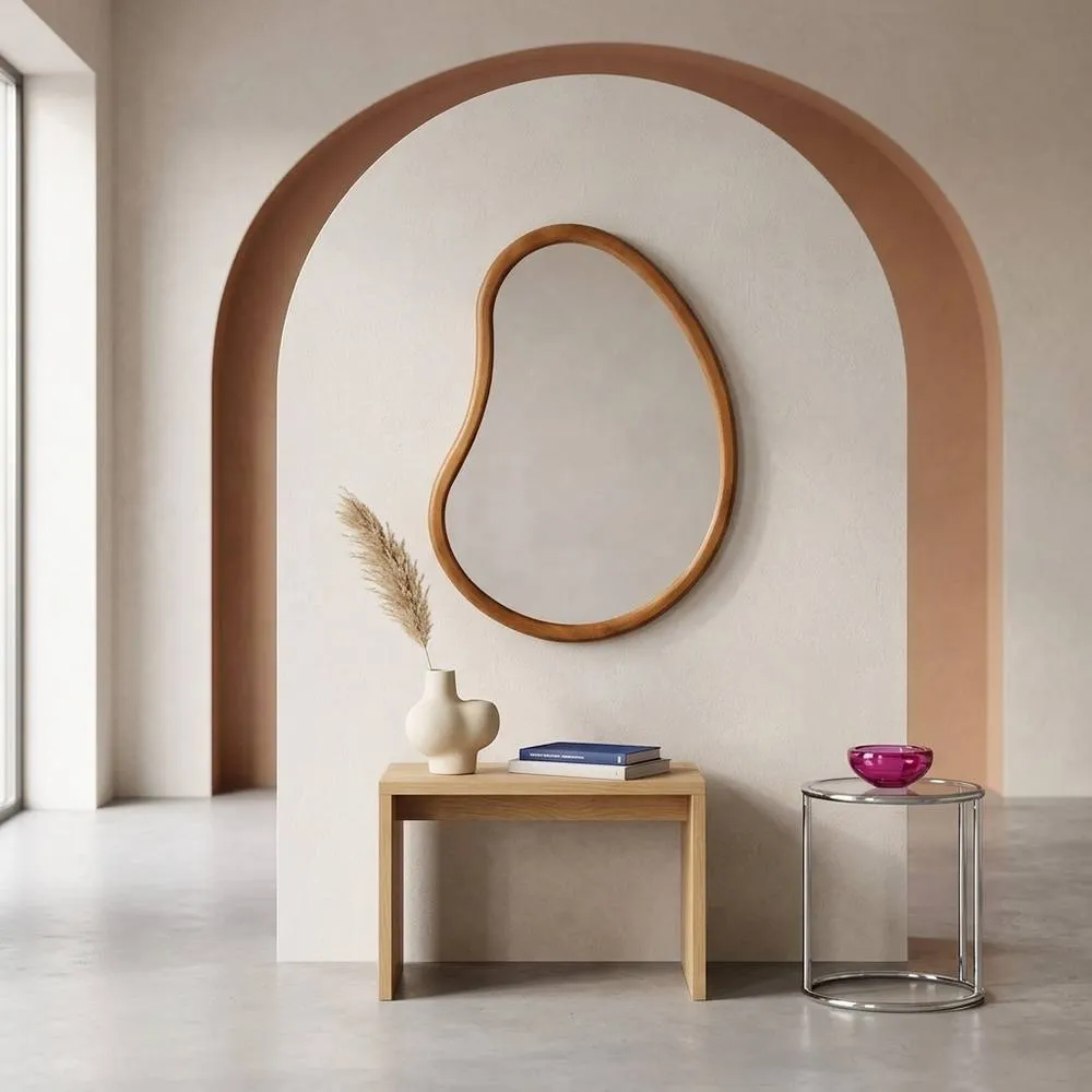 sweeek 65cm wooden mirror in Dark Brown