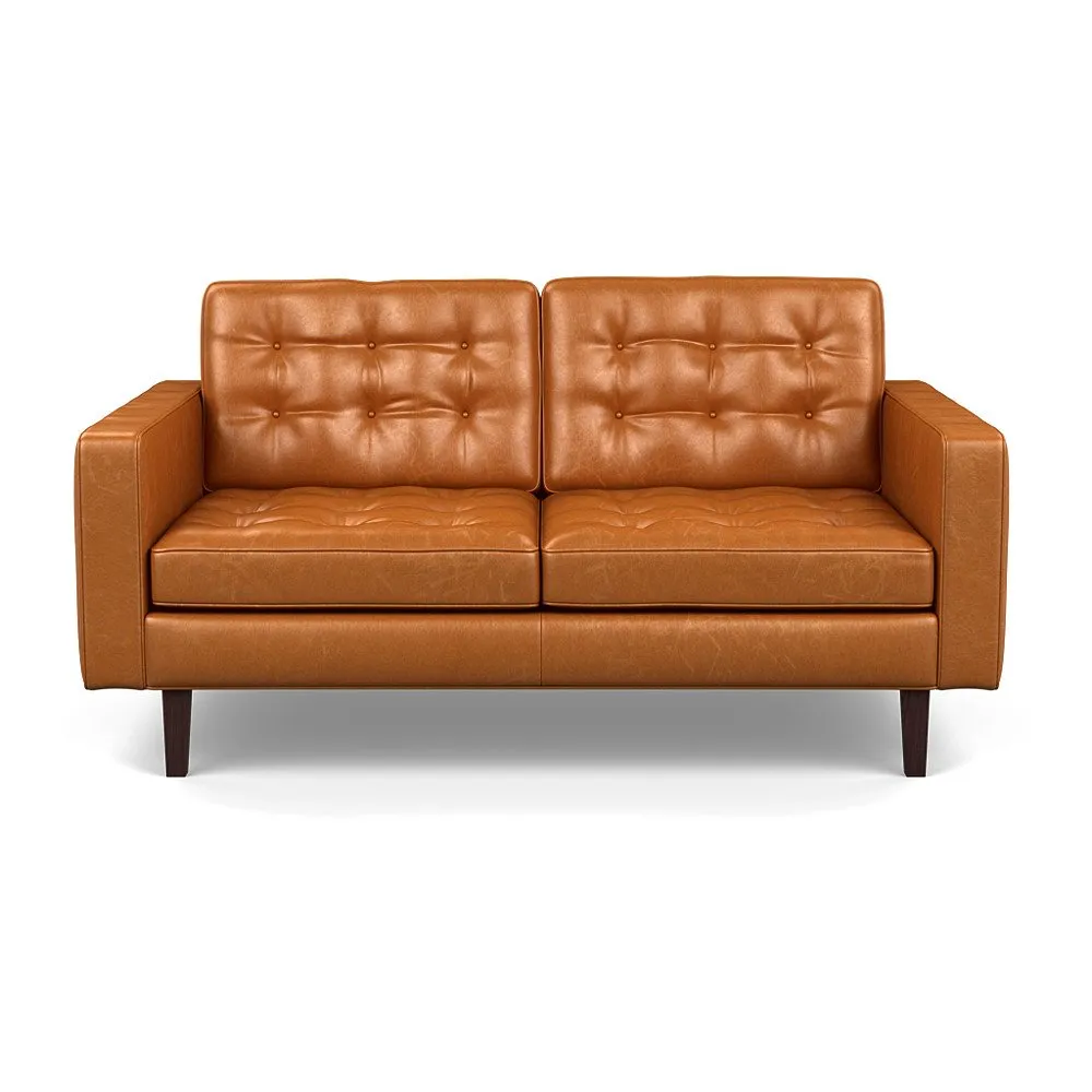 Heal's Hepburn 2 Seater Stonewash Leather Toffee 277 Wenge Feet