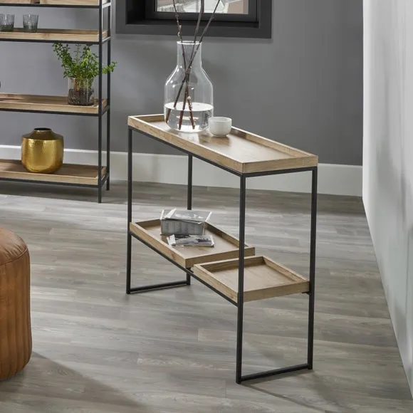 Pacific Gallery Lam Console Table, Light Wood Effect
