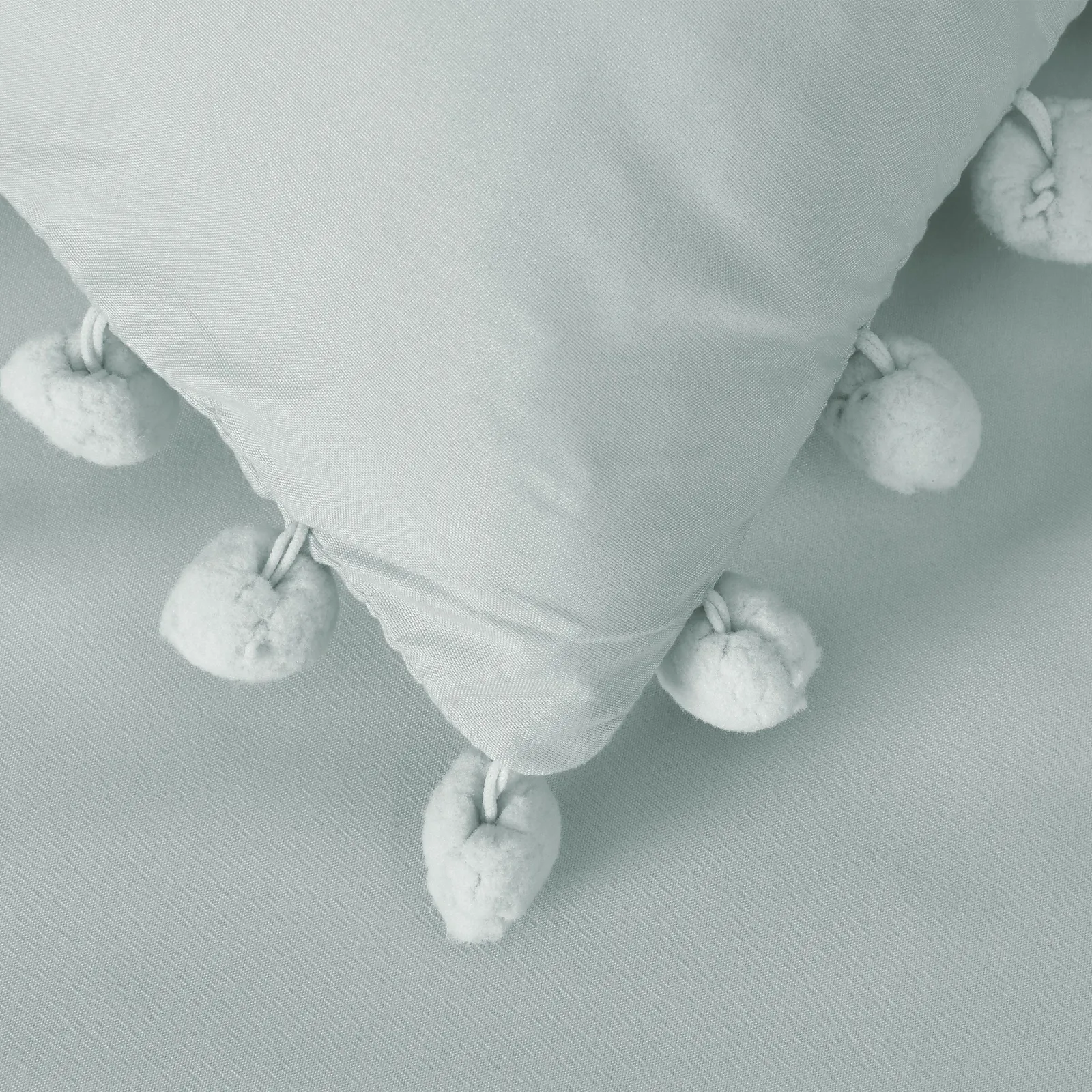 Smart Living Luxury Super Soft Pom Pom Duvet Cover & Pillowcases in Duck Egg Blue 6
