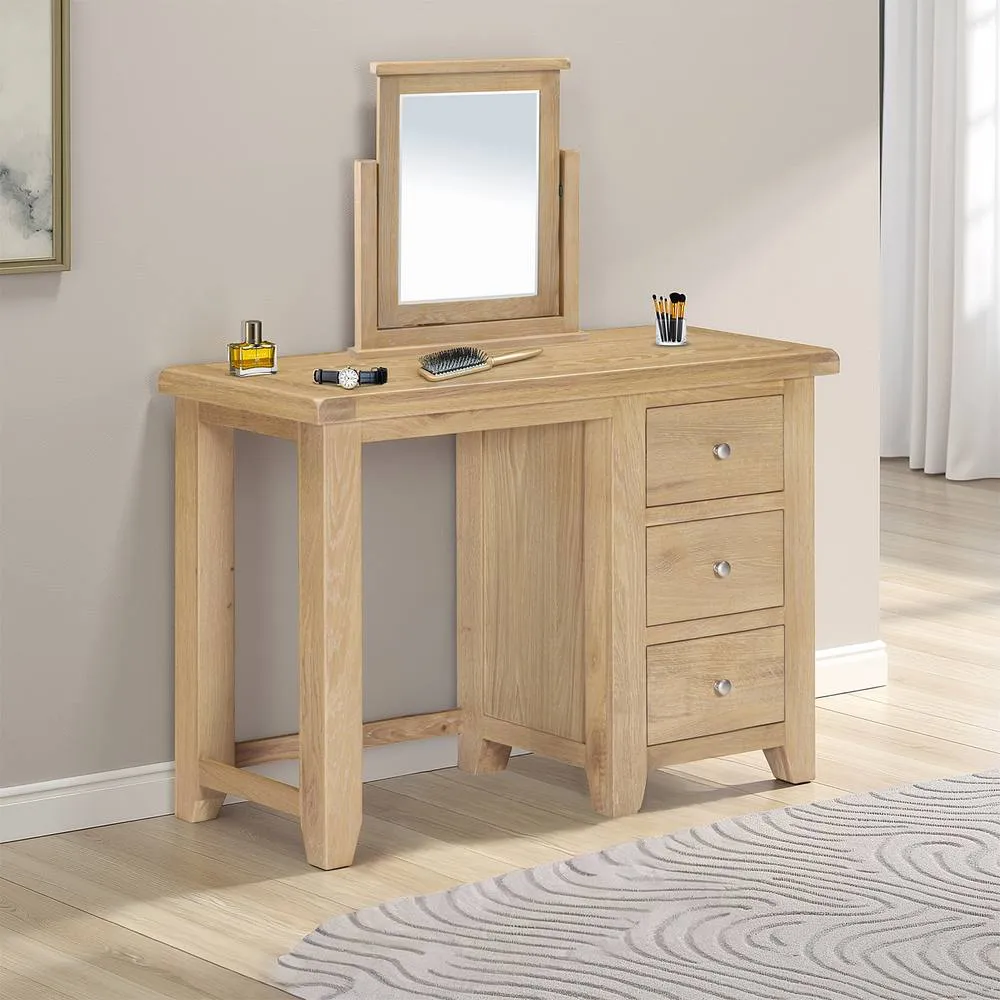 Seconique Windsor 3 Drawer Dressing Table (Fully Assembled) in Light Oak 1