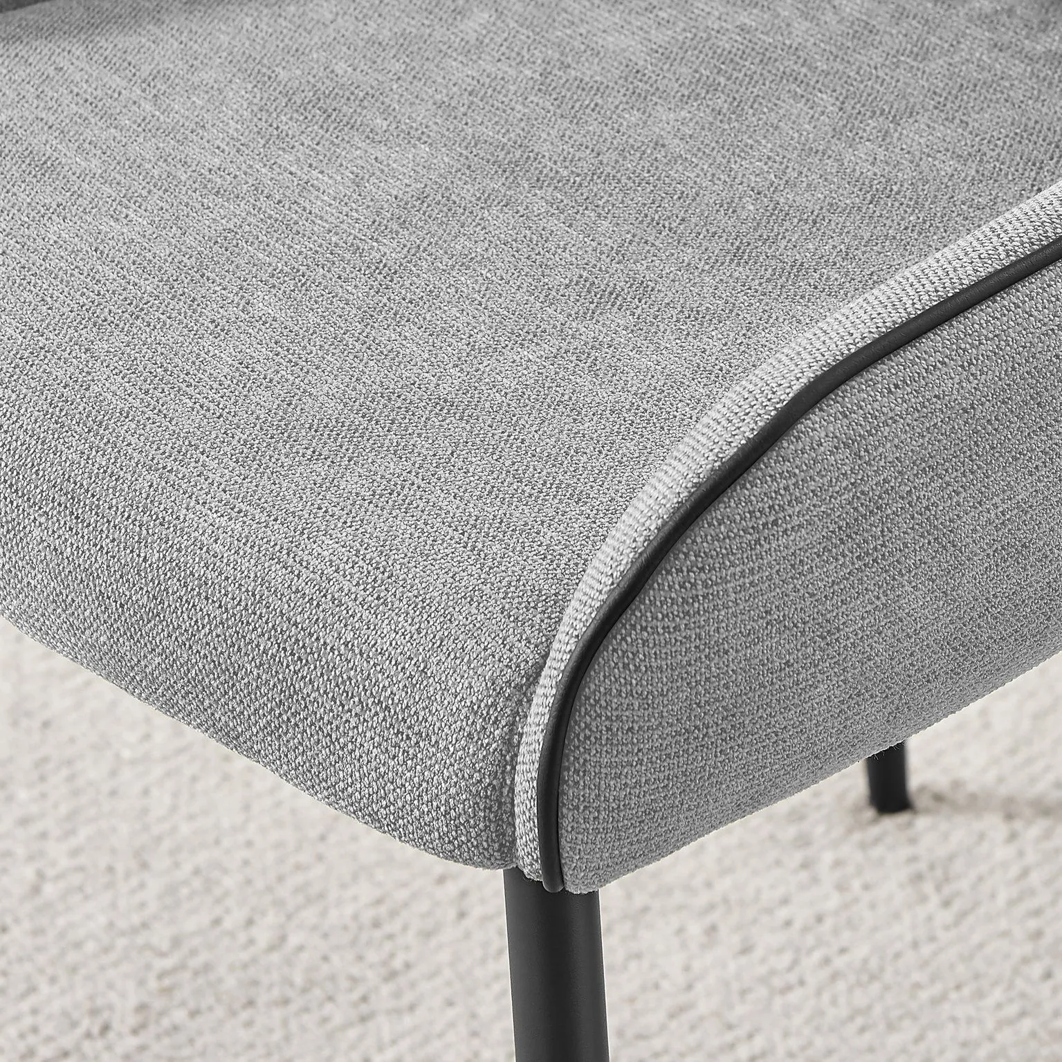 FurnitureboxUK Beaumont 2x Fabric Black Leg Dining Chair in Grey 6